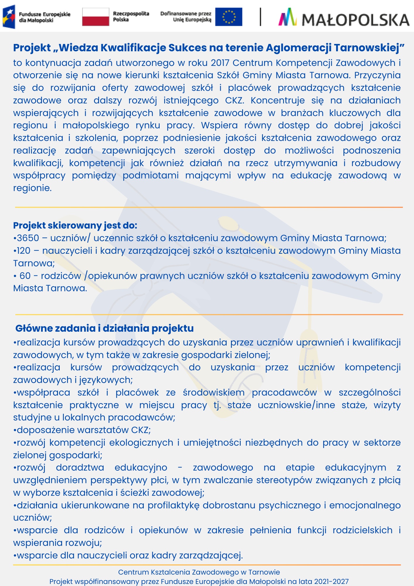 Zdjęcie z informacjami o projekcie