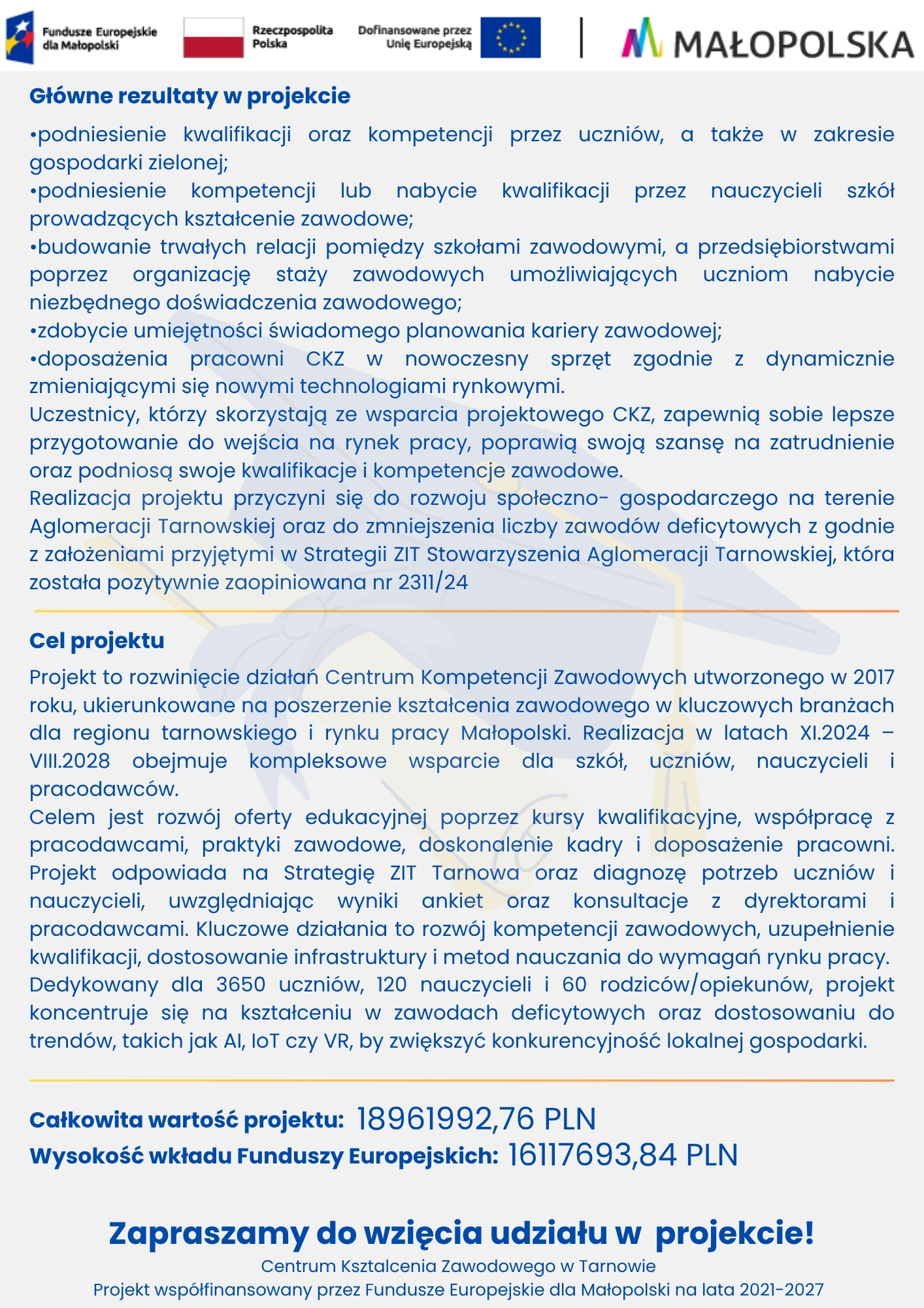 Zdjęcie z informacjami o projekcie